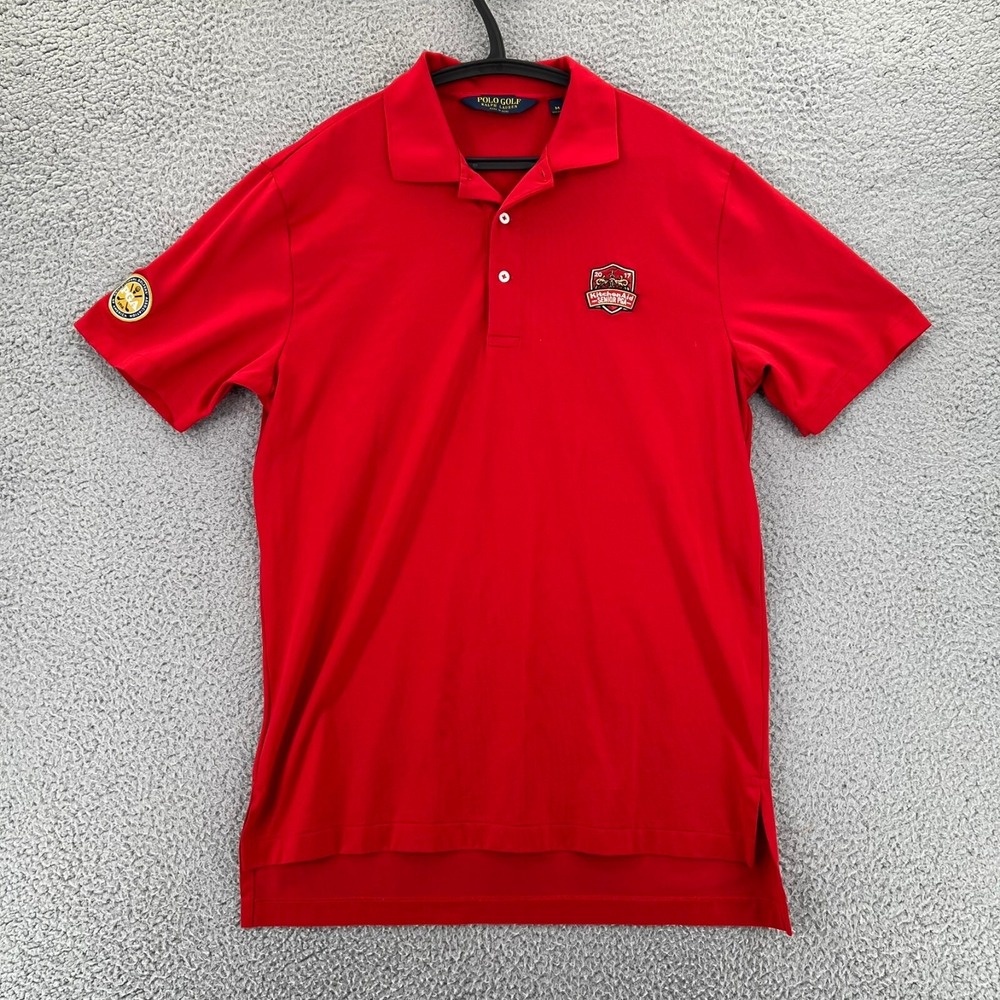 POLO GOLF Ralph Lauren Polo Shirt Men Medium Red Kitchen Aid‎ Senior PGA Logo